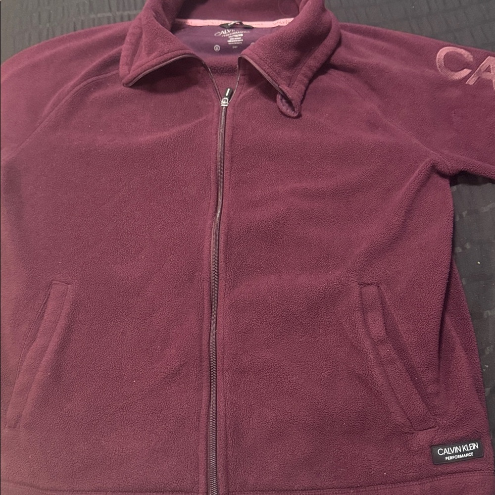 Calvin Klein Maroon Fleece Zip-Up